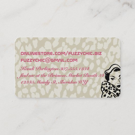 レトロファッションモデルはミットン編み物クロチェット 名刺 (裏面)