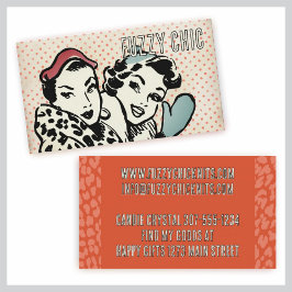 レトロファッションモデルは編み物かぎ 名刺