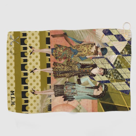 レトロファッションレディパーソナライズされたズゴルフタオル ゴルフタオル (横)