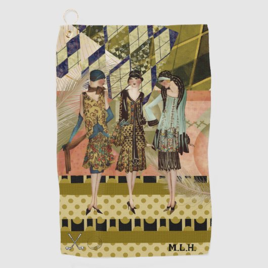 レトロファッションレディパーソナライズされたズゴルフタオル ゴルフタオル (正面)