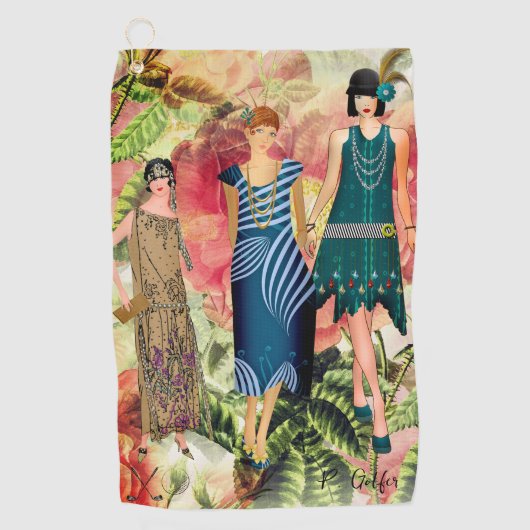 レトロファッションレディパーソナライズされたズゴルフタオル ゴルフタオル (正面)