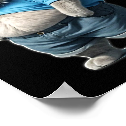 レトロファットキッおもしろいトティ転がー猫の太さ ポスター (角)