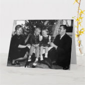 レトロファミリーおもしろいクリスマスかわいいカード カード (黄色い花)