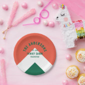 レトロファミリーキャビパーソナライズされたン名グリーンレッド ペーパープレート (パーティー)