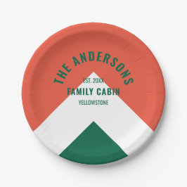 レトロファミリーキャビパーソナライズされたン名グリーンレッド ペーパープレート