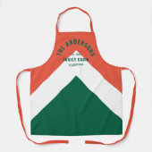レトロファミリーキャビパーソナライズされたン名レッドグリーン エプロン (正面)