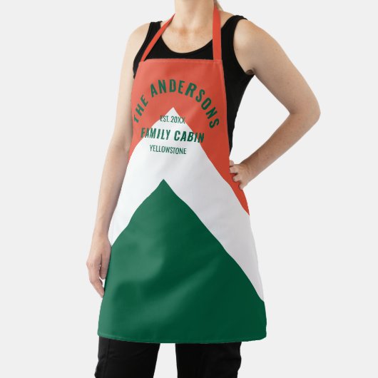レトロファミリーキャビパーソナライズされたン名レッドグリーン エプロン (インサイチュ)
