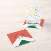 レトロファミリーキャビパーソナライズされたン名レッドグリーン スクエアペーパーコースター (インサイチュ)