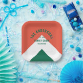 レトロファミリーキャビパーソナライズされたン名レッドグリーン ペーパープレート (パーティー)