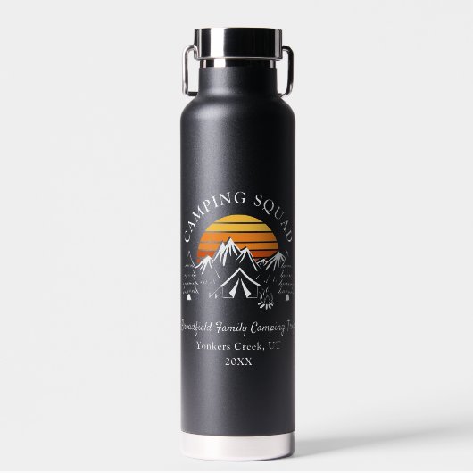 レトロファミリーキャンピングマッチングカスタムキャンプ ウォーターボトル (正面)