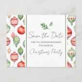 レトロファミリークリスマスパーティー日付ツリーの保存 ポストカード (正面)