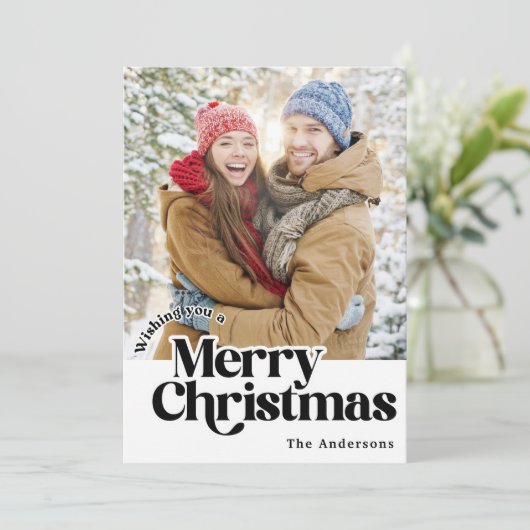 レトロファミリークリスマスフォトカード シーズンカード (スタンド正面)