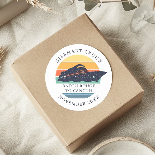 レトロファミリークルーズトリップパーソナライズされた ラウンドシール