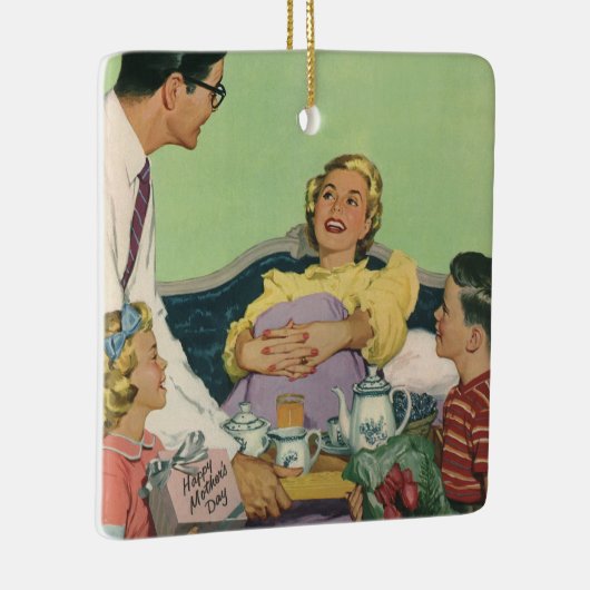 レトロファミリーサーズマモーブレックファーストインベッド セラミックオーナメント (右)