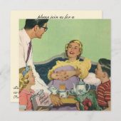 レトロファミリーサーズマモーブレックファーストインベッド 招待状 (正面/裏面)