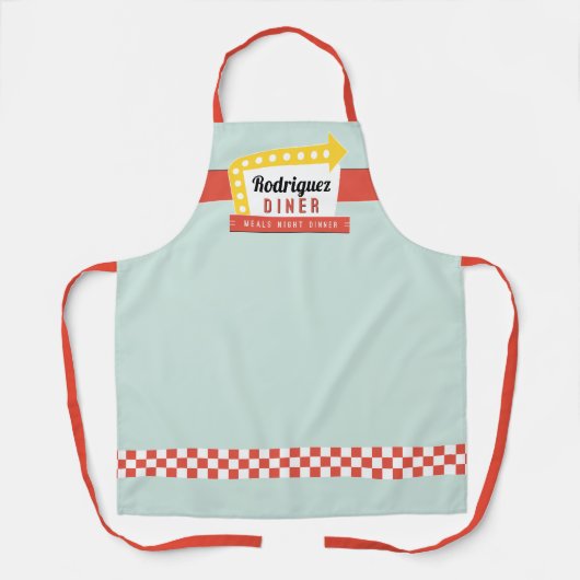 レトロファミリーダイナーサイン エプロン (正面)