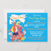 レトロファミリープールパーティの招待状 招待状 (正面)