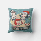 レトロファミリーメリークリスマスハッピー新年 クッション (裏面)