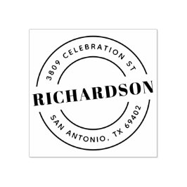 レトロファミリー名&ラウンド差出人住所 ラバースタンプ