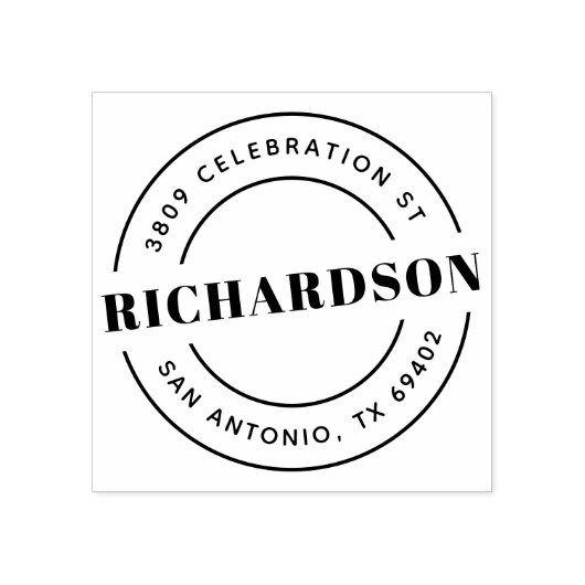 レトロファミリー名&ラウンド差出人住所 ラバースタンプ (インプリント)