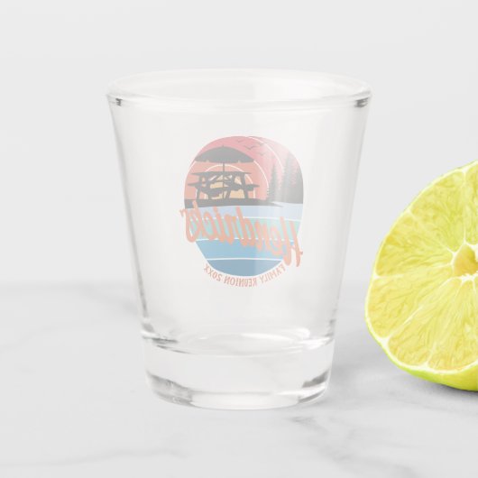 レトロファミリー懇親会デザイン ショットグラス (裏面)