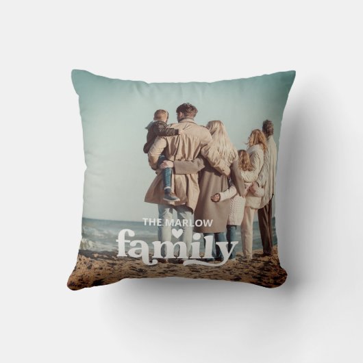 レトロファミリー文字オーバーレイ写真記念 クッション (裏面)