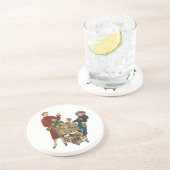 レトロファミリー、母と子供たちの食料品買い物カート コースター (側面)