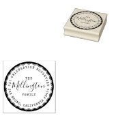 レトロファミリ名スクリプトラウンド差出人住所 ラバースタンプ (押印)