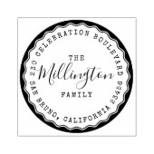 レトロファミリ名スクリプトラウンド差出人住所 ラバースタンプ (インプリント)