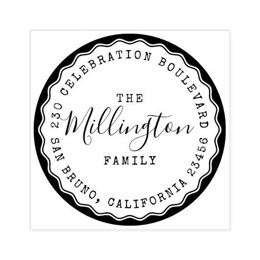 レトロファミリ名スクリプトラウンド差出人住所 ラバースタンプ (インプリント)