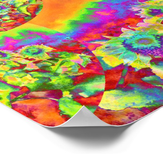 レトロファンキーおもしろいカラフルひま絵画わり ポスター (角)