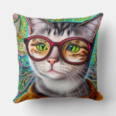 レトロファンキーかわいい猫が眼鏡のアートワークを クッション (裏面)