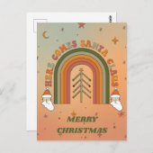 レトロファンキーここ来サンタクロースクリスマス ポストカード (正面/裏面)