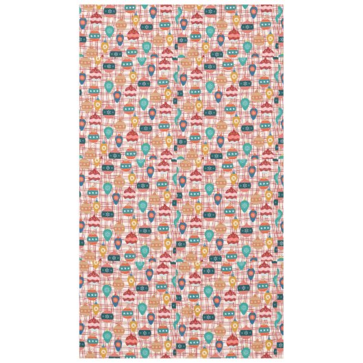 レトロファンキーなグルービーヴィンテージ懐かしいクリスマス テーブルクロス (正面)