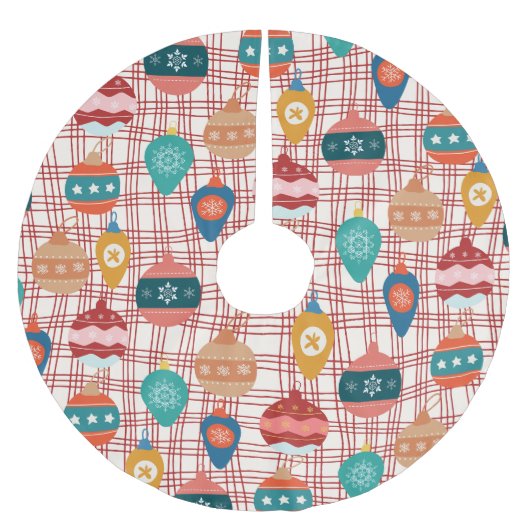 レトロファンキーなグルービーヴィンテージ懐かしいクリスマス ブラッシュドポリエステルツリースカート (正面)