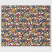 レトロファンキーのクリスマス動物 ラッピングペーパー (フラット)