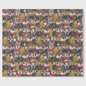 レトロファンキーのクリスマス動物 ラッピングペーパー (フラット)