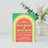 レトロファンキーアーチグリーンバジェット結婚式招待状 (スタンド正面)