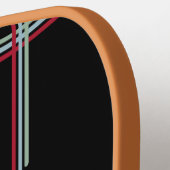 レトロファンキーウェーストライプブレッドブルーグリーンブラック ピックルボールラケット (左詳細)