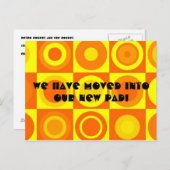 レトロファンキーオレンジ色の黄色い円のアドレス変更 案内ポストカード (正面/裏面)