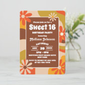 レトロファンキーグカラフルロビーヒッパイフラワースウィート16 招待状 (スタンド正面)