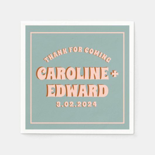 レトロファンキーグカラフルロ結婚ンク スタンダードカクテルナプキン (正面)