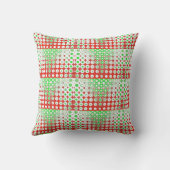 レトロファンキーグリーン，赤，模様，花， クッション (裏面)