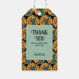 レトロファンキーグルーヴィデイジーフラワー誕生日ありがとう ギフトタグ