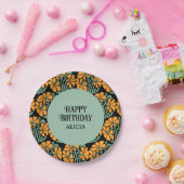 レトロファンキーグルーヴィデイジーフラワー誕生日 ペーパープレート (パーティー)