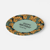 レトロファンキーグルーヴィデイジーフラワー誕生日 ペーパープレート (アングル)