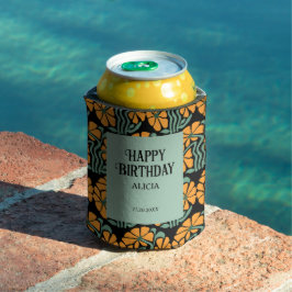 レトロファンキーグルーヴィデイジー誕生日クーラーボックス 缶クーラー