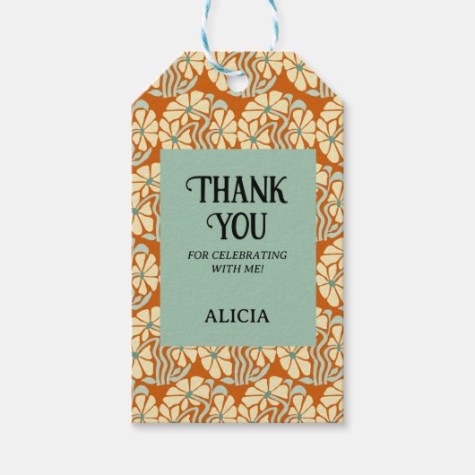 レトロファンキーグルーヴィボホボタニカル誕生日 ギフトタグ (正面)