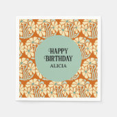 レトロファンキーグルーヴィボホボタニカル誕生日 スタンダードカクテルナプキン (正面)