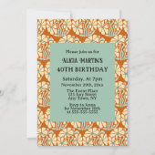 レトロファンキーグルーヴィボホボタニカル誕生日 招待状 (正面)